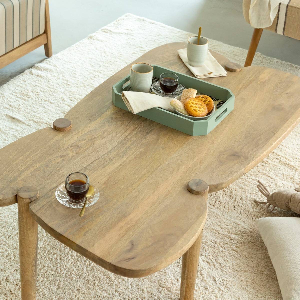 Table basse vague en bois de manguier Zola