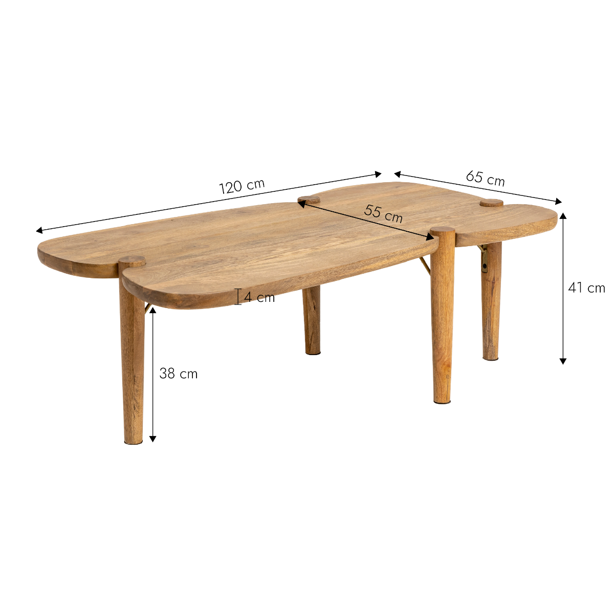 Table basse vague en bois de manguier Zola