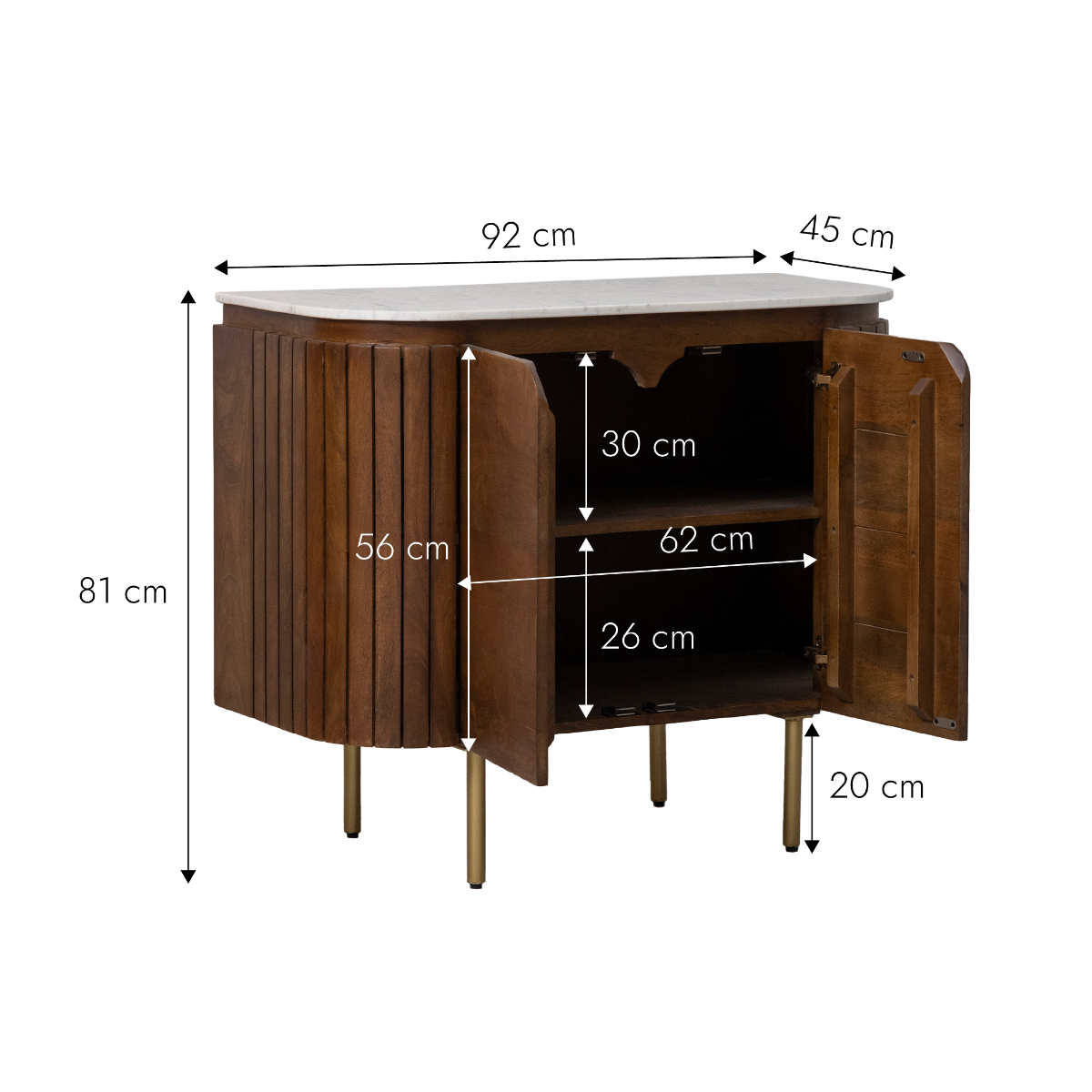 Buffet en marbre et bois de manguier Sienne