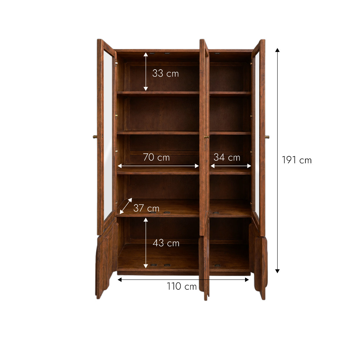 Vitrine 3 portes en bois de manguier Laurent