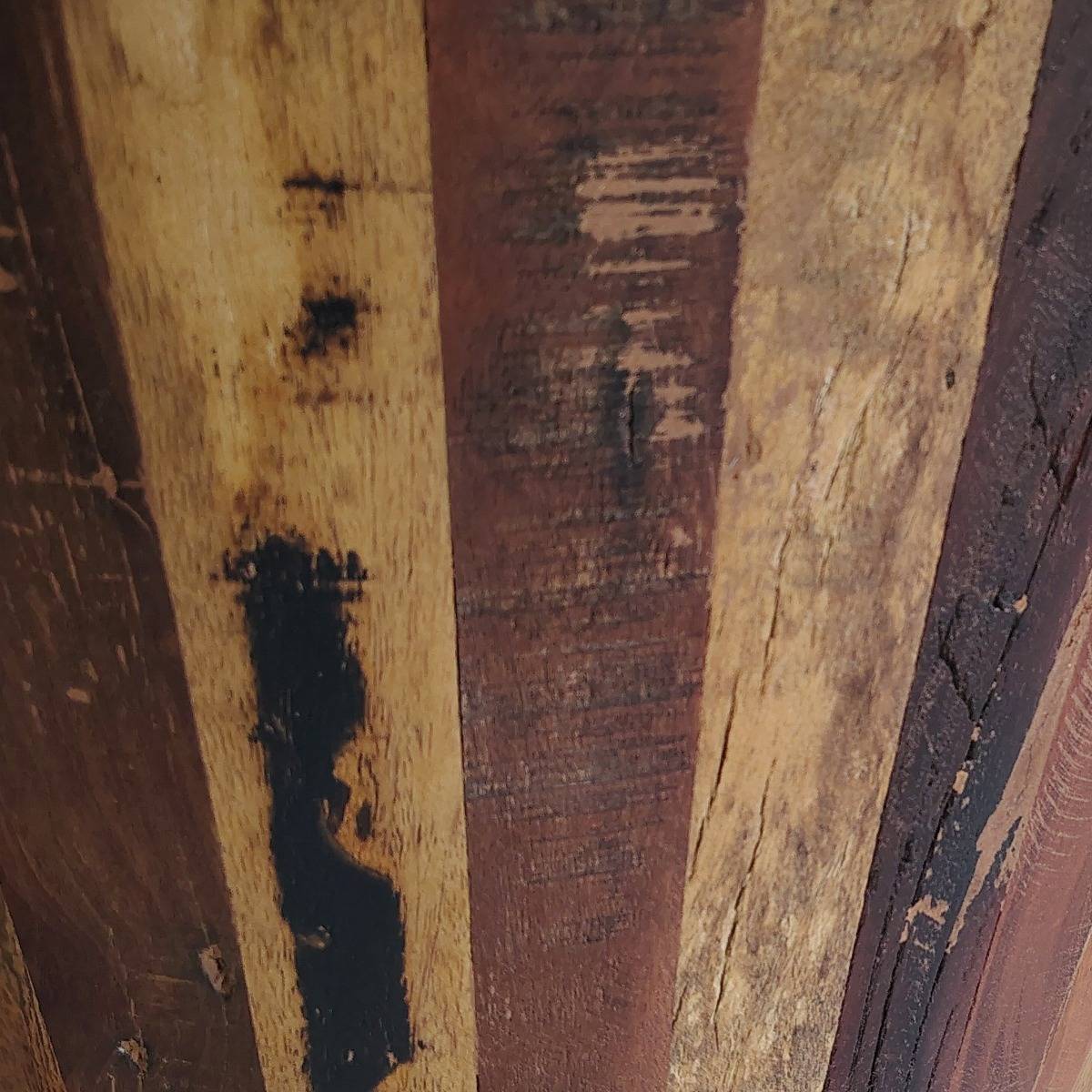 Table à manger en bois recyclé et en marbre Anya