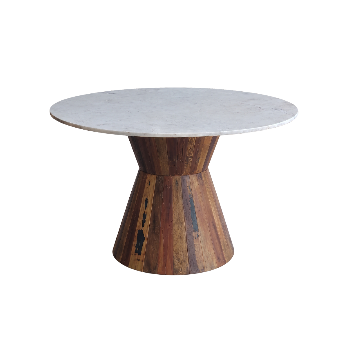 Table à manger en bois recyclé et en marbre Anya
