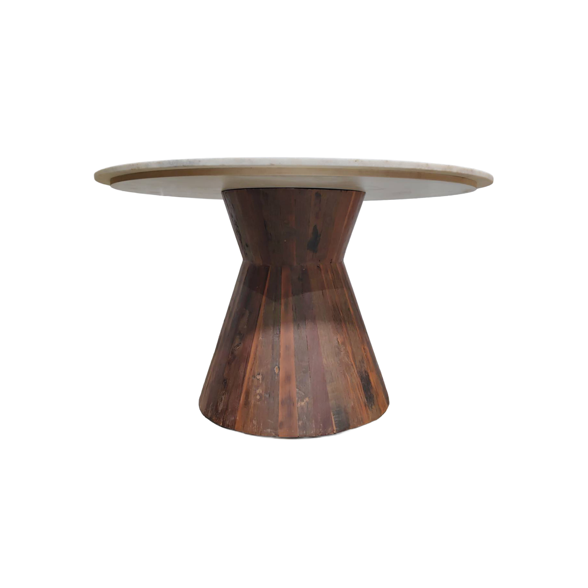 Table à manger en bois recyclé et en marbre Anya