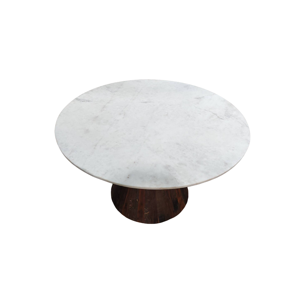 Table à manger en bois recyclé et en marbre Anya