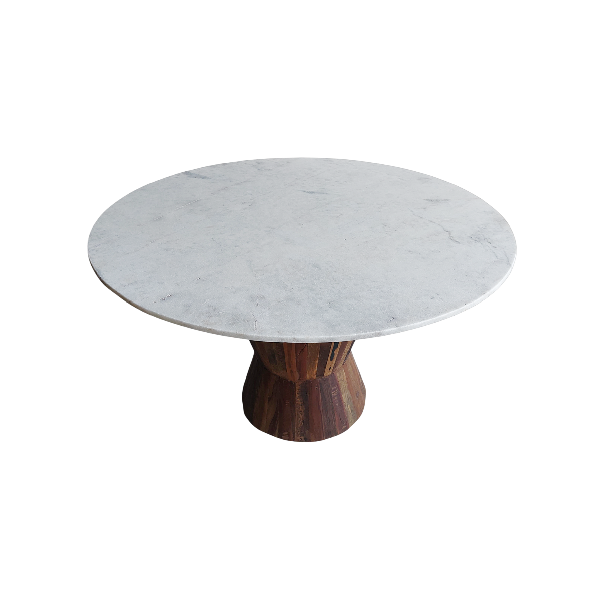 Table à manger en bois recyclé et en marbre Anya