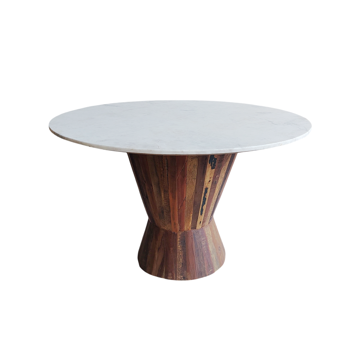 Table à manger en bois recyclé et en marbre Anya