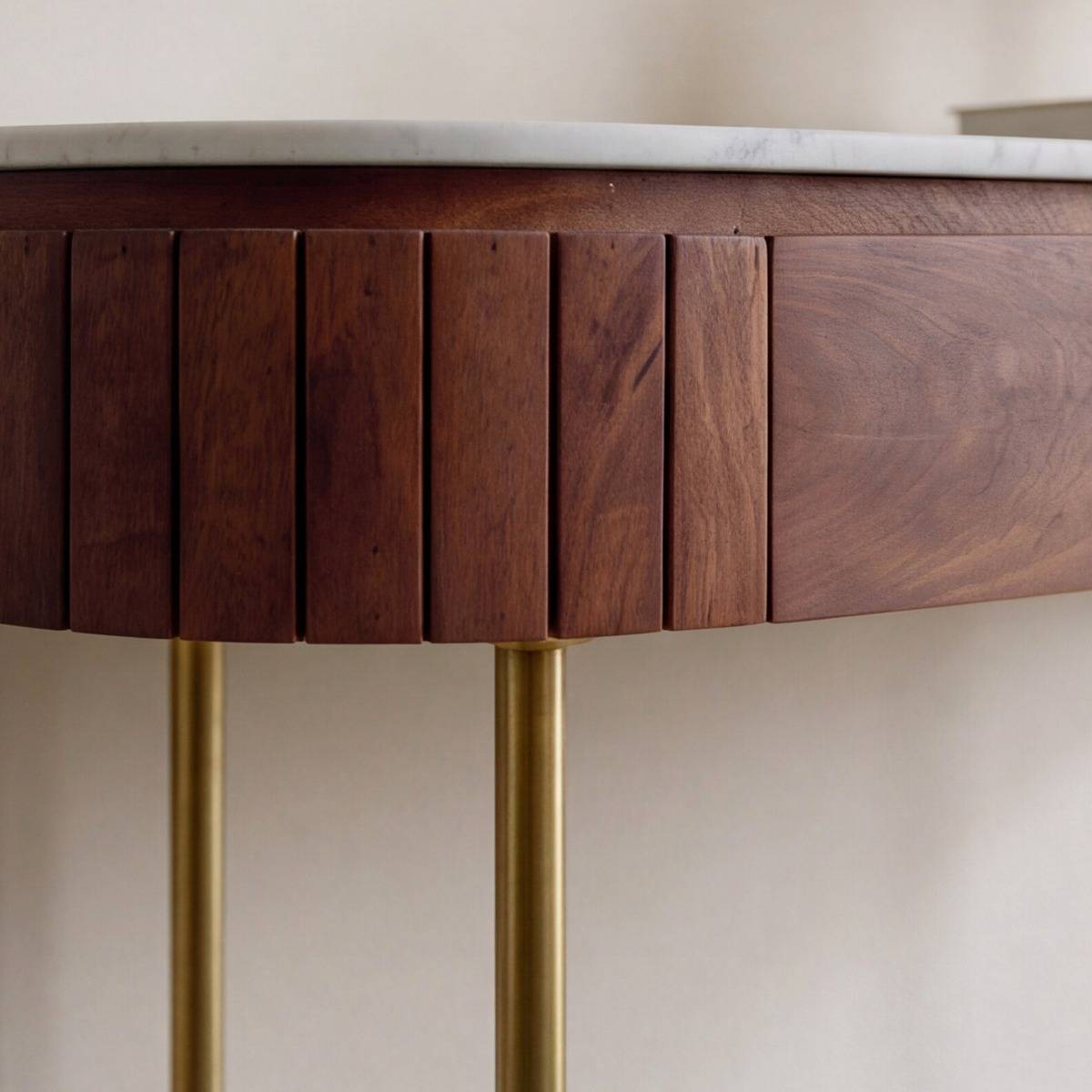Console en bois de manguier et marbre Sienne