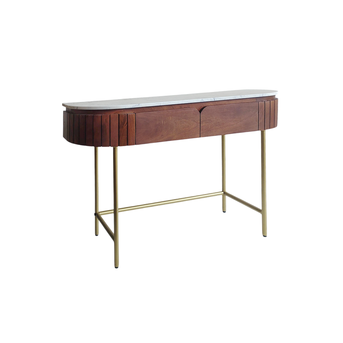 Console en bois de manguier et marbre Sienne
