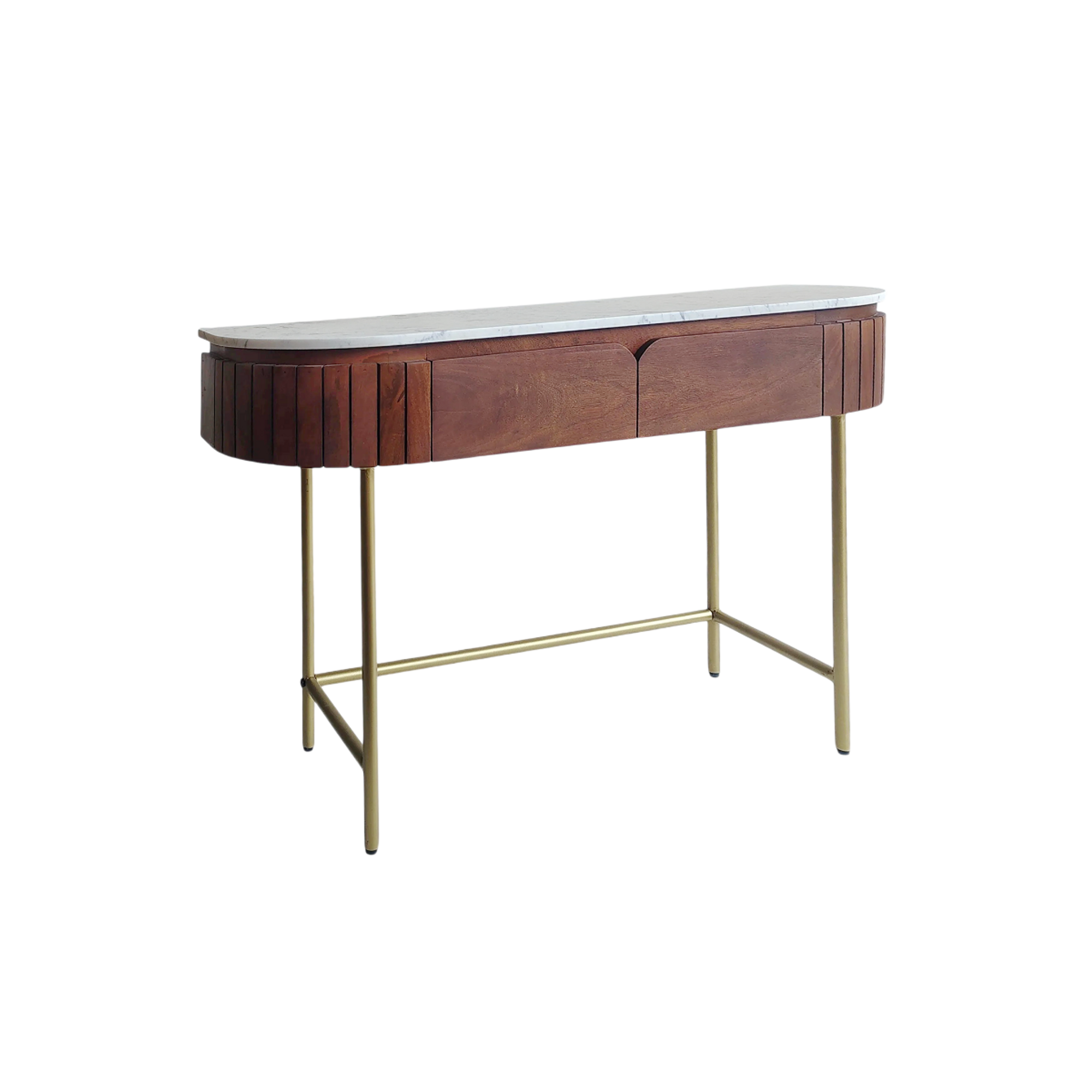 Console en bois de manguier et marbre Sienne