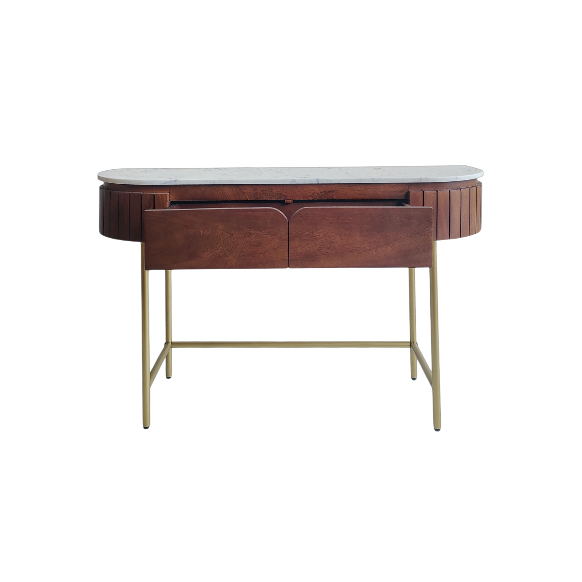 Console en bois de manguier et marbre Sienne