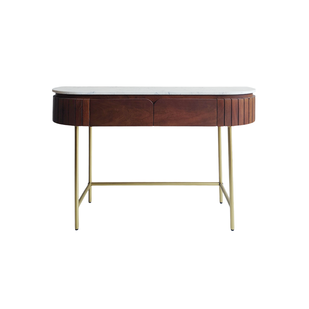 Console en bois de manguier et marbre Sienne