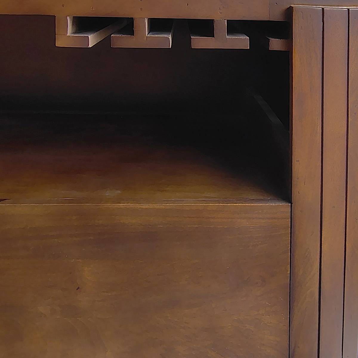 Meuble bar en bois de manguier et marbre Sienne