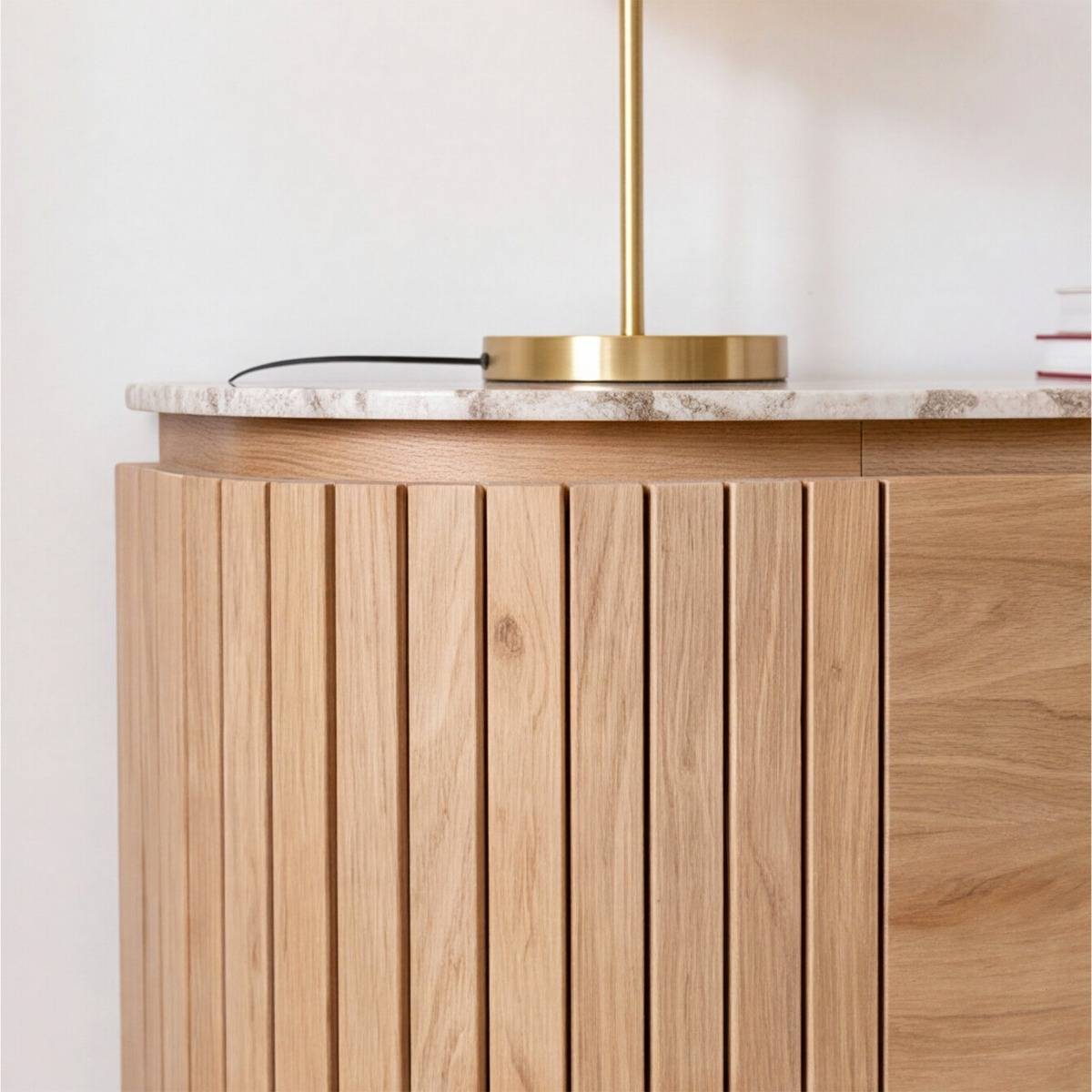 Buffet en marbre et bois de manguier 170cm Cyrène