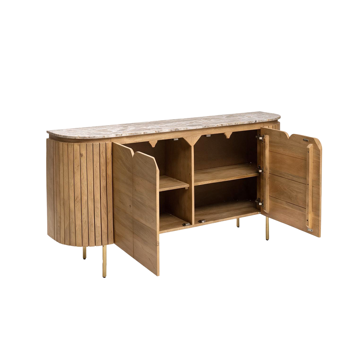 Buffet en marbre et bois de manguier 170cm Cyrène