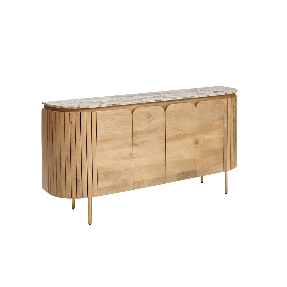 Buffet en marbre et bois de manguier 170cm Cyrène