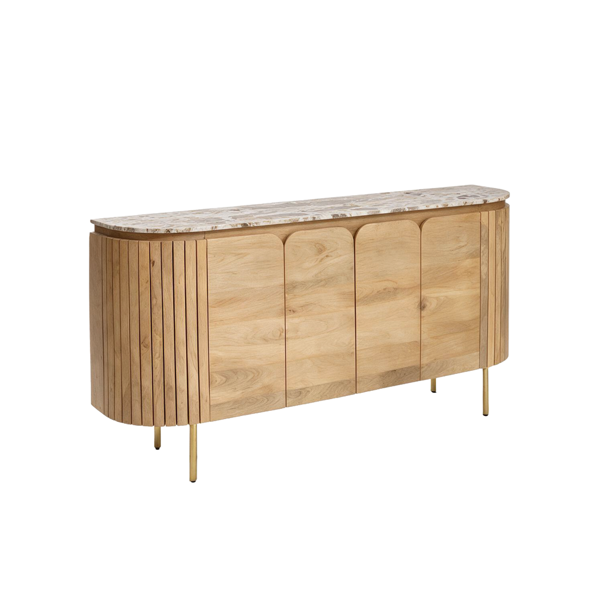 Buffet en marbre et bois de manguier 170cm Cyrène