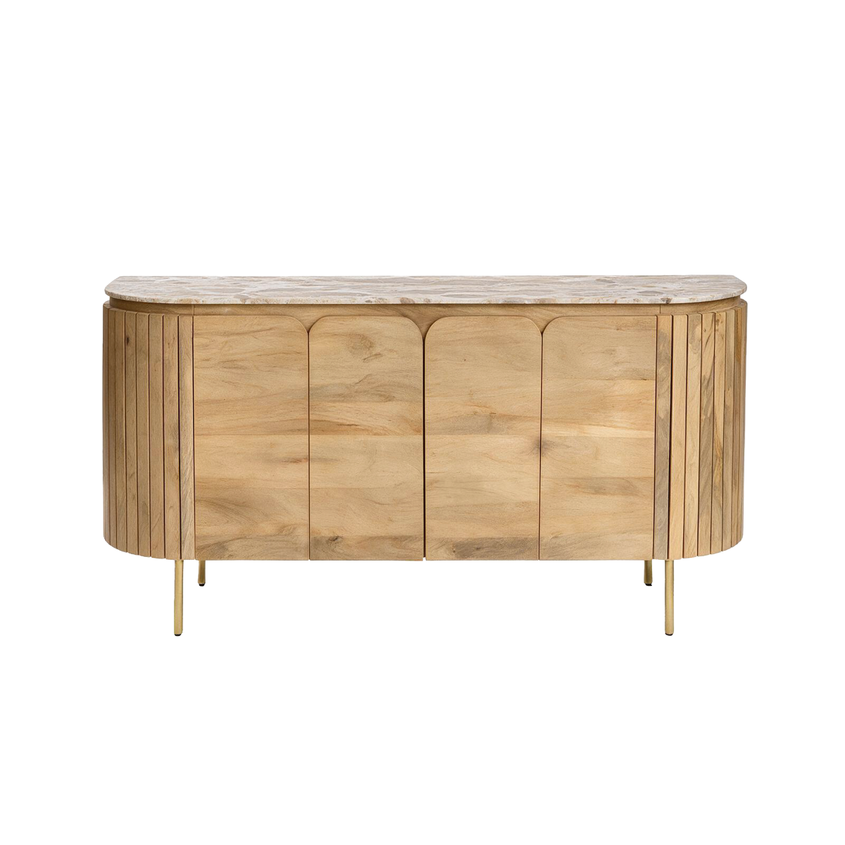 Buffet en marbre et bois de manguier 170cm Cyrène