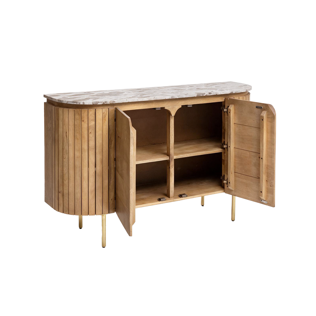 Buffet en marbre et bois de manguier 135cm Cyrène