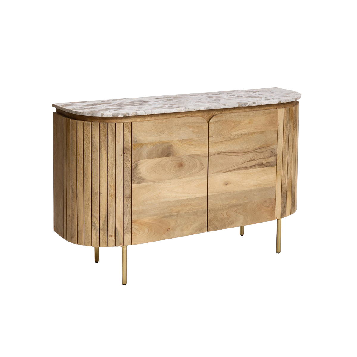 Buffet en marbre et bois de manguier 135cm Cyrène
