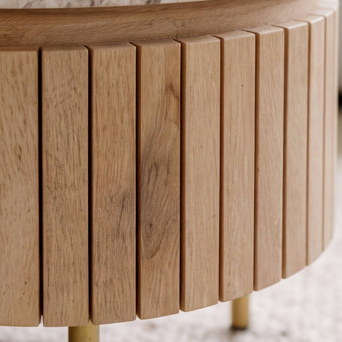 Table basse en marbre et bois de manguier Cyrène