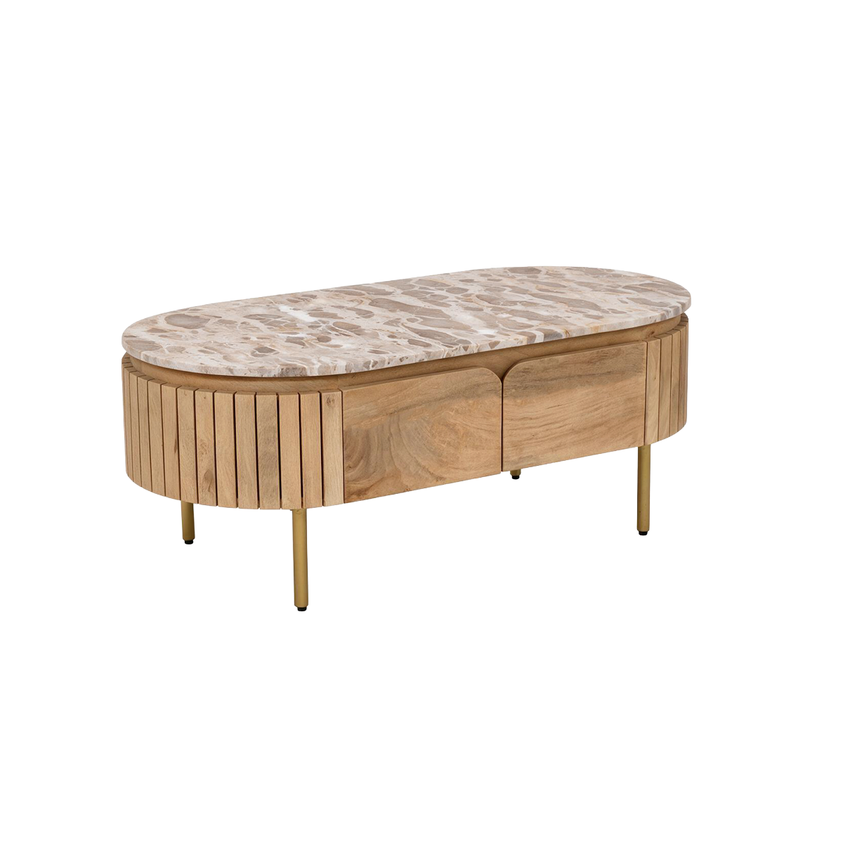 Table basse en marbre et bois de manguier Cyrène