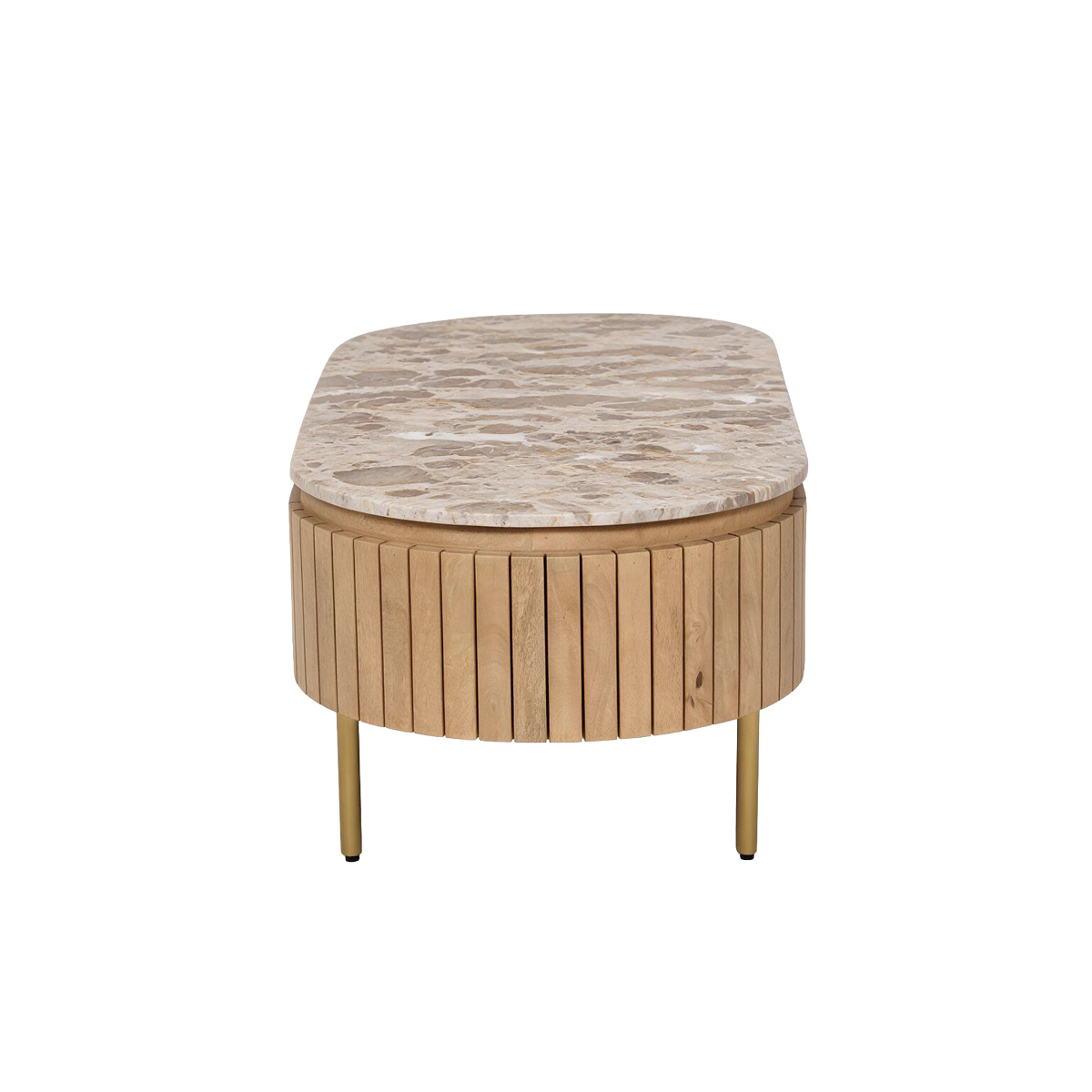 Table basse en marbre et bois de manguier Cyrène