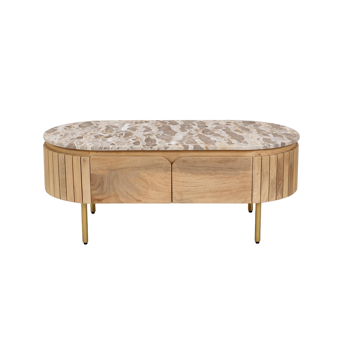 Table basse en marbre et bois de manguier Cyrène