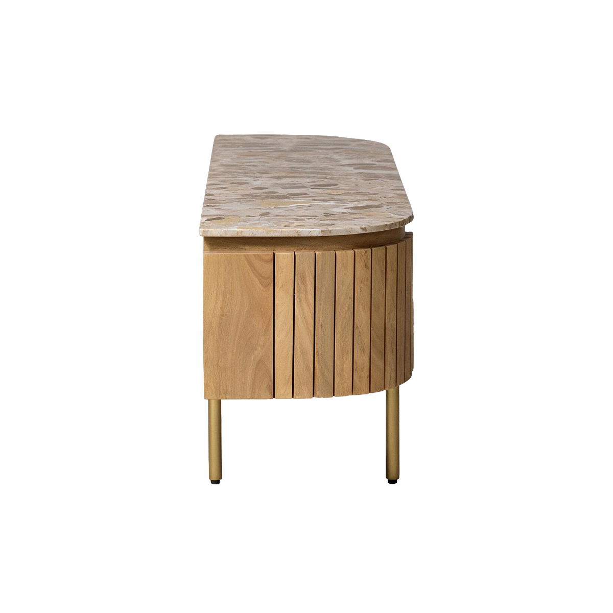 Meuble TV en marbre et bois de manguier Cyrène