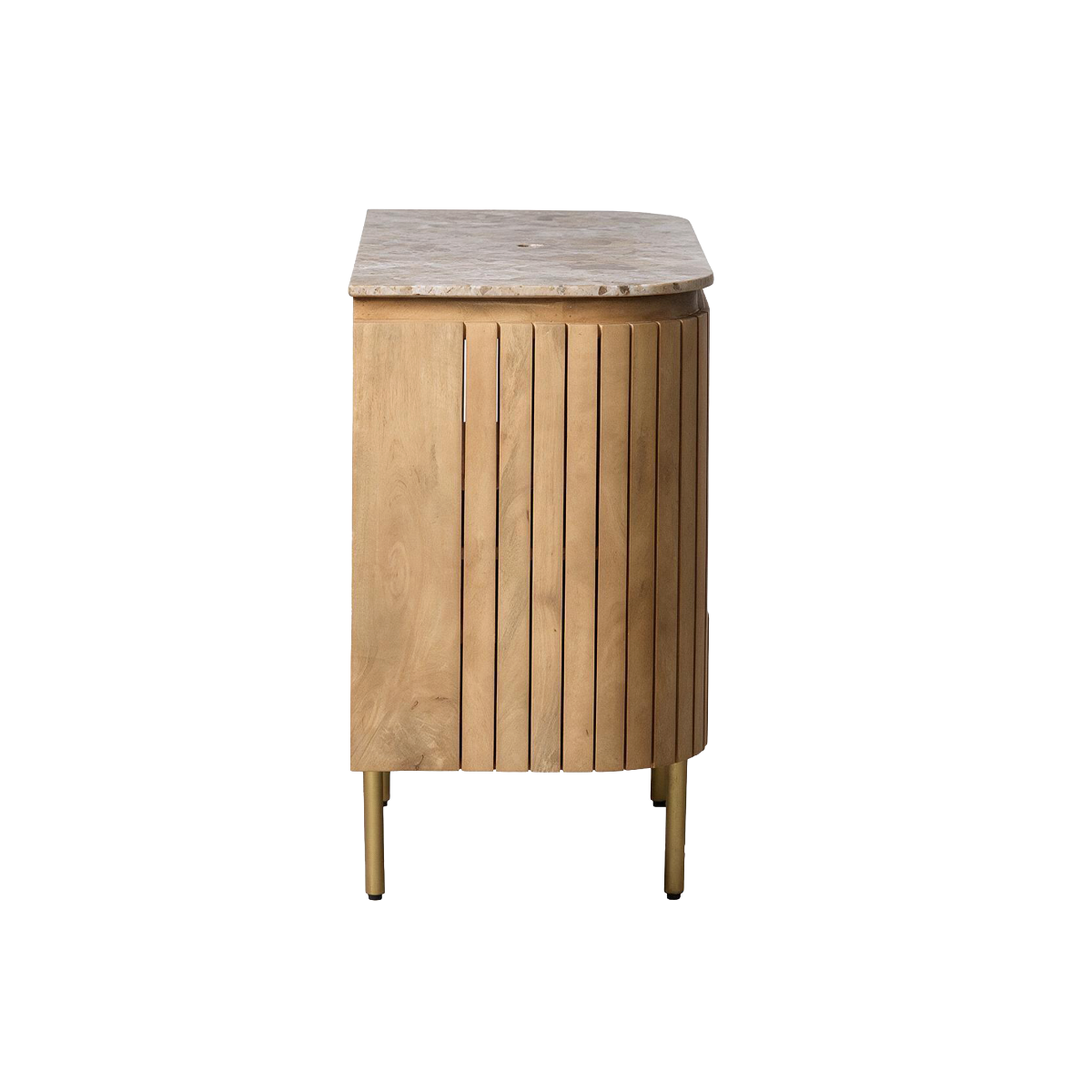 Meuble sous vasque 2 tiroirs en marbre et bois de manguier Cyrène