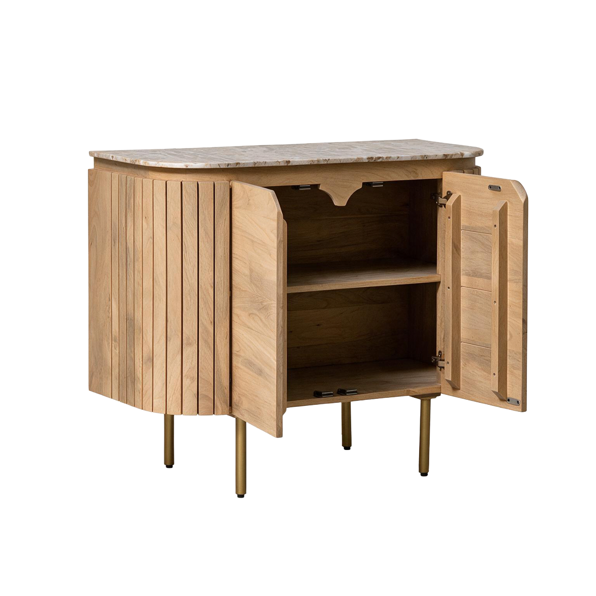 Buffet en marbre et bois de manguier 95 cm Cyrène