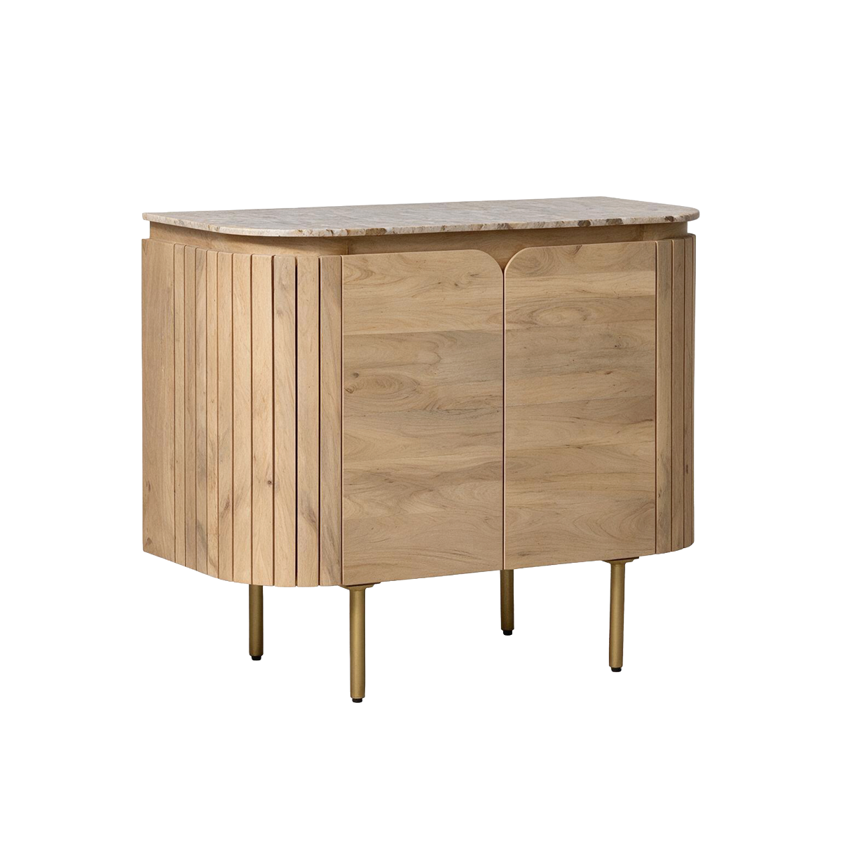 Buffet en marbre et bois de manguier 95 cm Cyrène