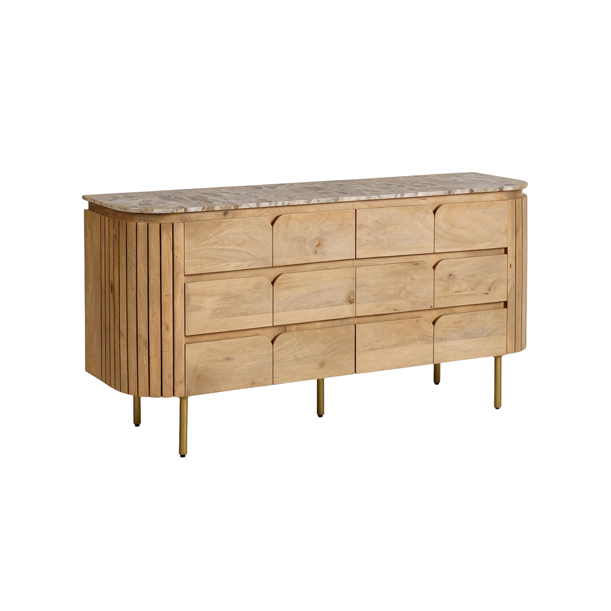 Commode 6 tiroirs en marbre et bois de manguier Cyrène