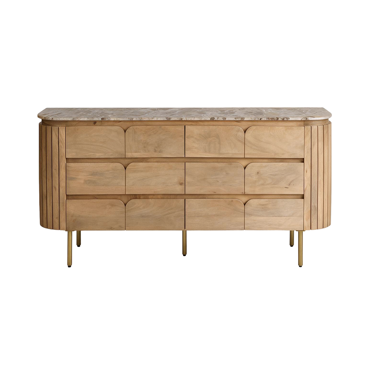 Commode 6 tiroirs en marbre et bois de manguier Cyrène