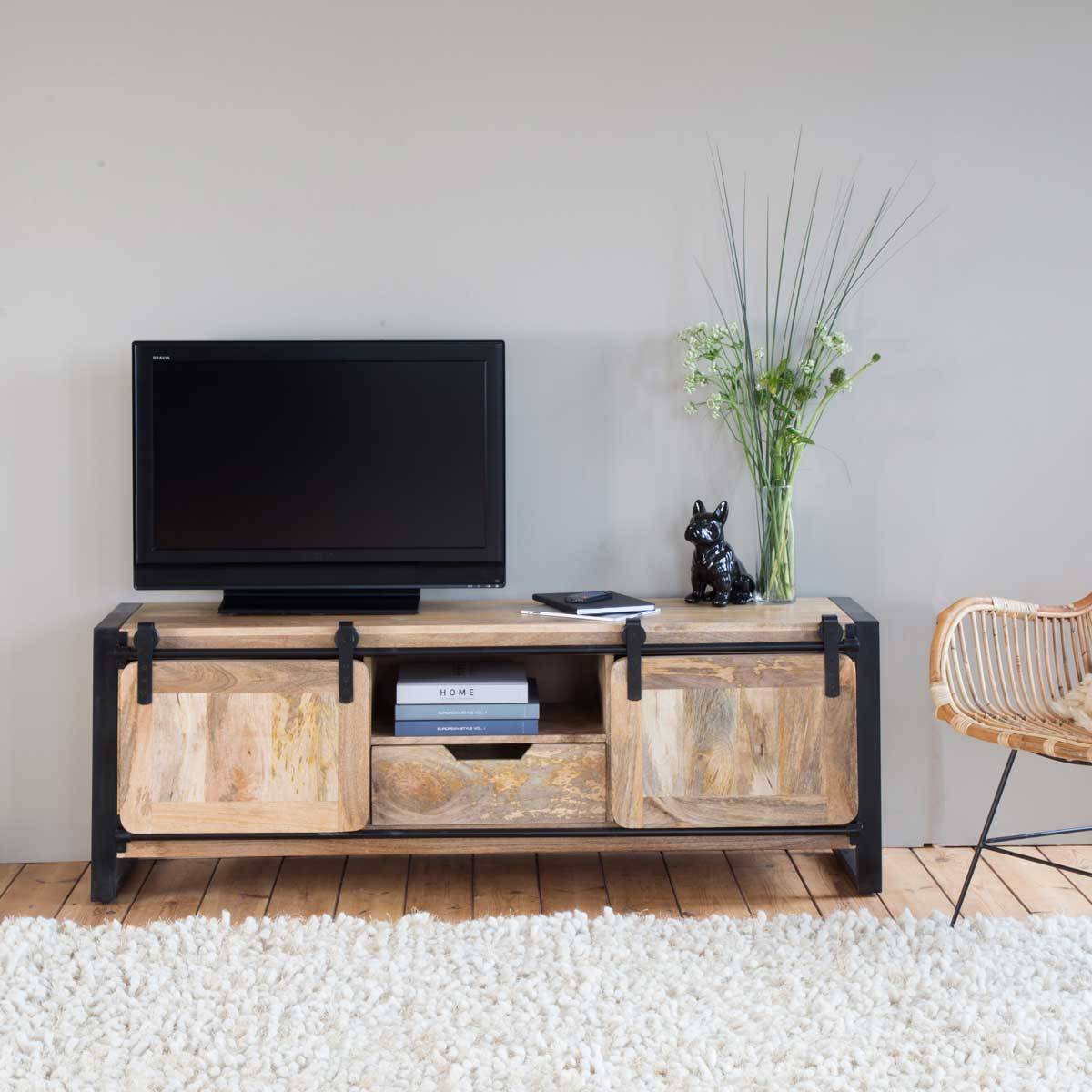 Meuble TV en bois de manguier New-York 160 cm