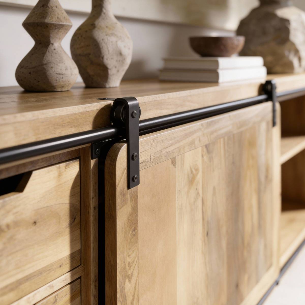 Buffet en bois de manguier avec porte coulissante New-York