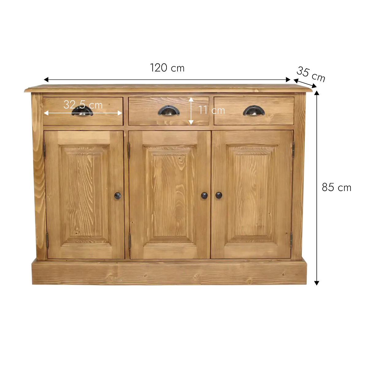 Buffet en bois de pin Aldric