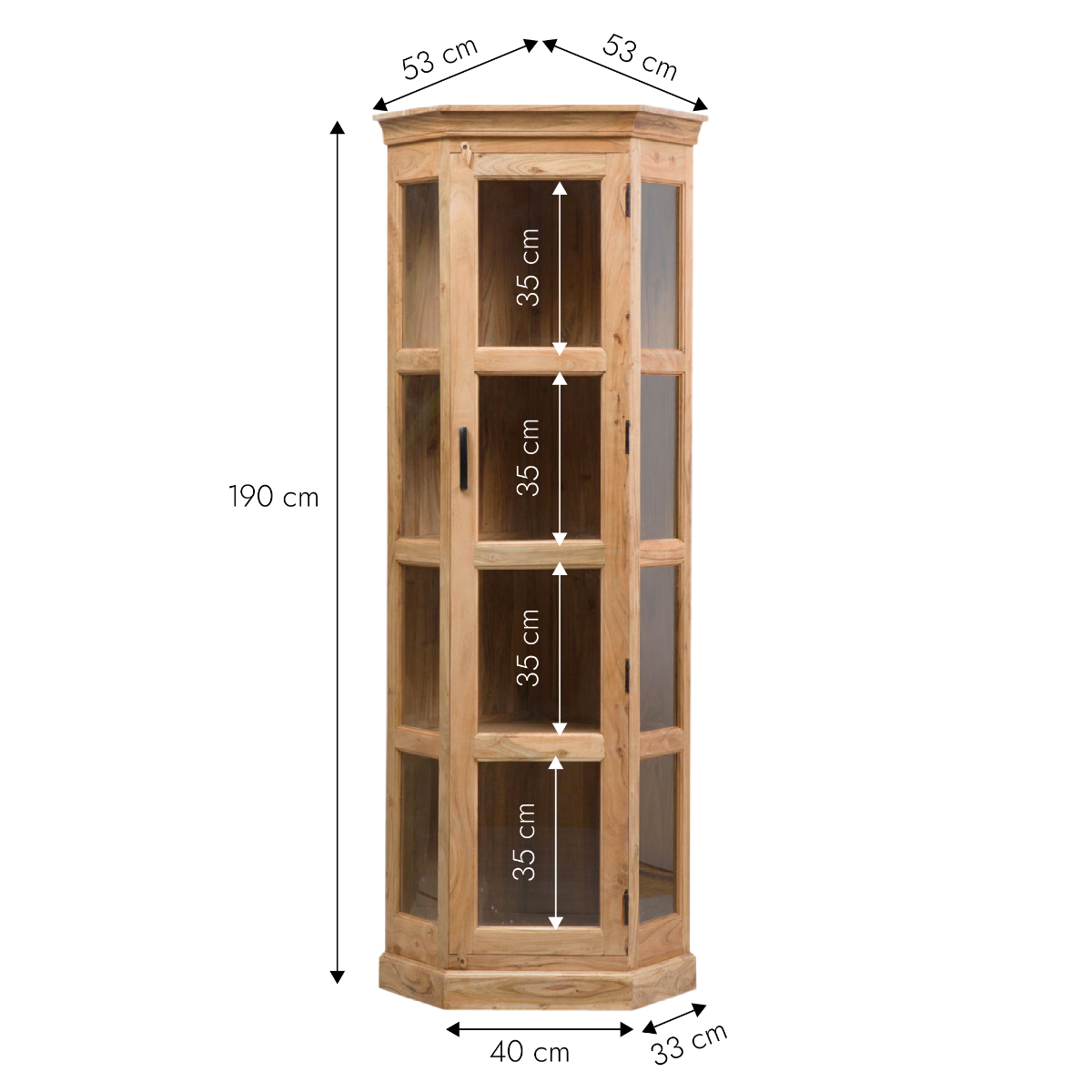 Vitrine d'angle en bois d'acacia Esmée