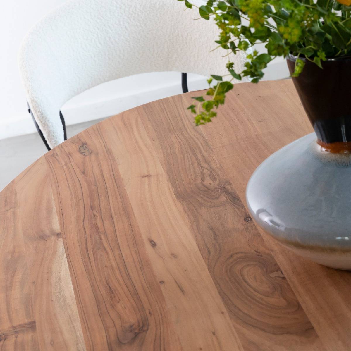 Table à manger ovale en bois d'acacia 220 cm Sauge