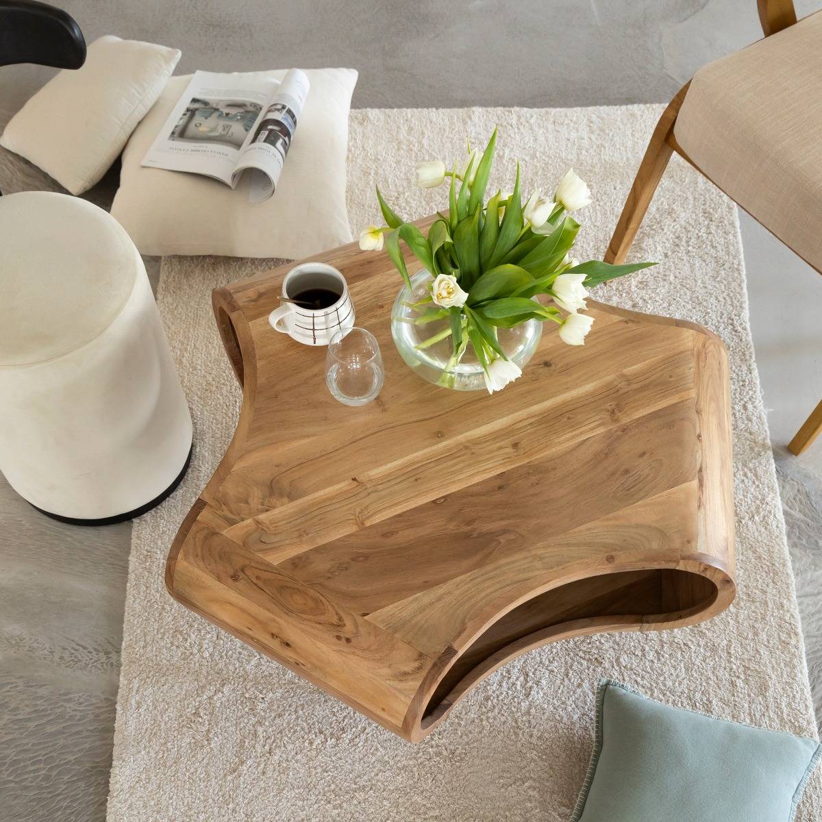 Table basse en bois d'acacia et métal Ian