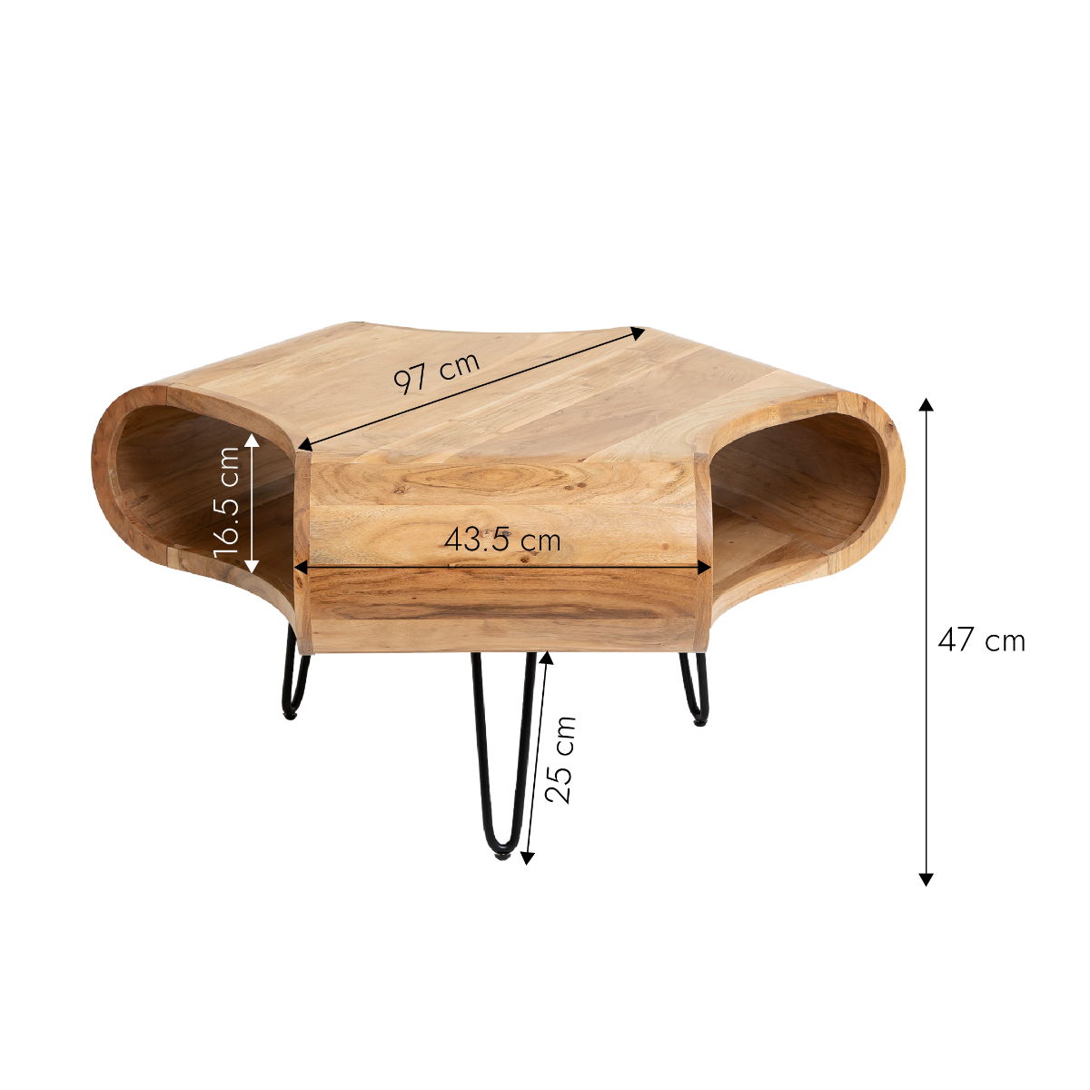 Table basse en bois d'acacia et métal Ian