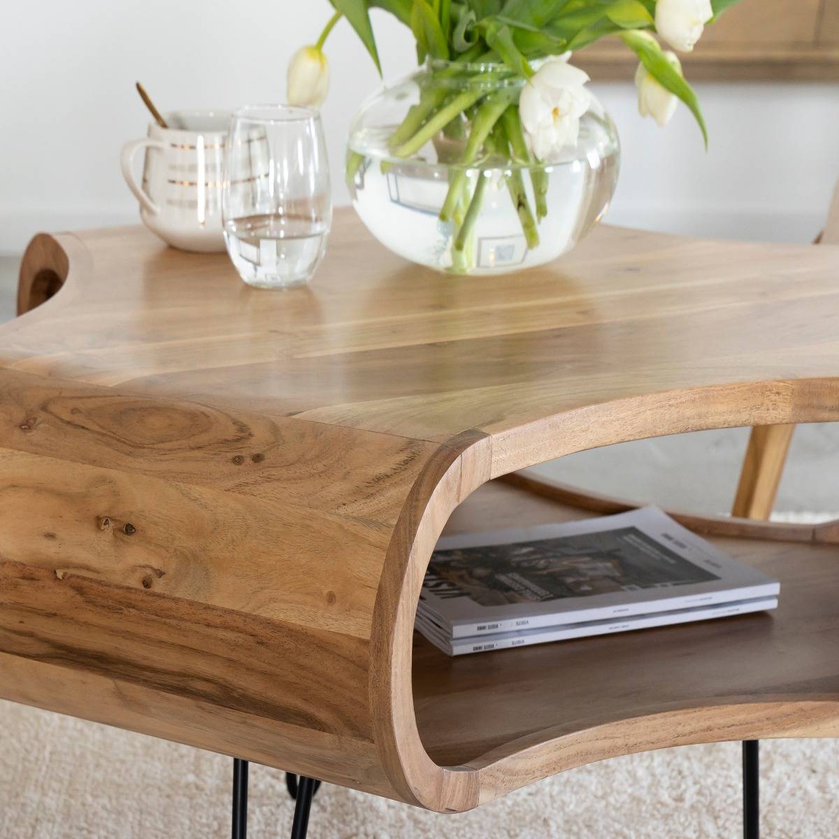 Table basse en bois d'acacia et métal Ian