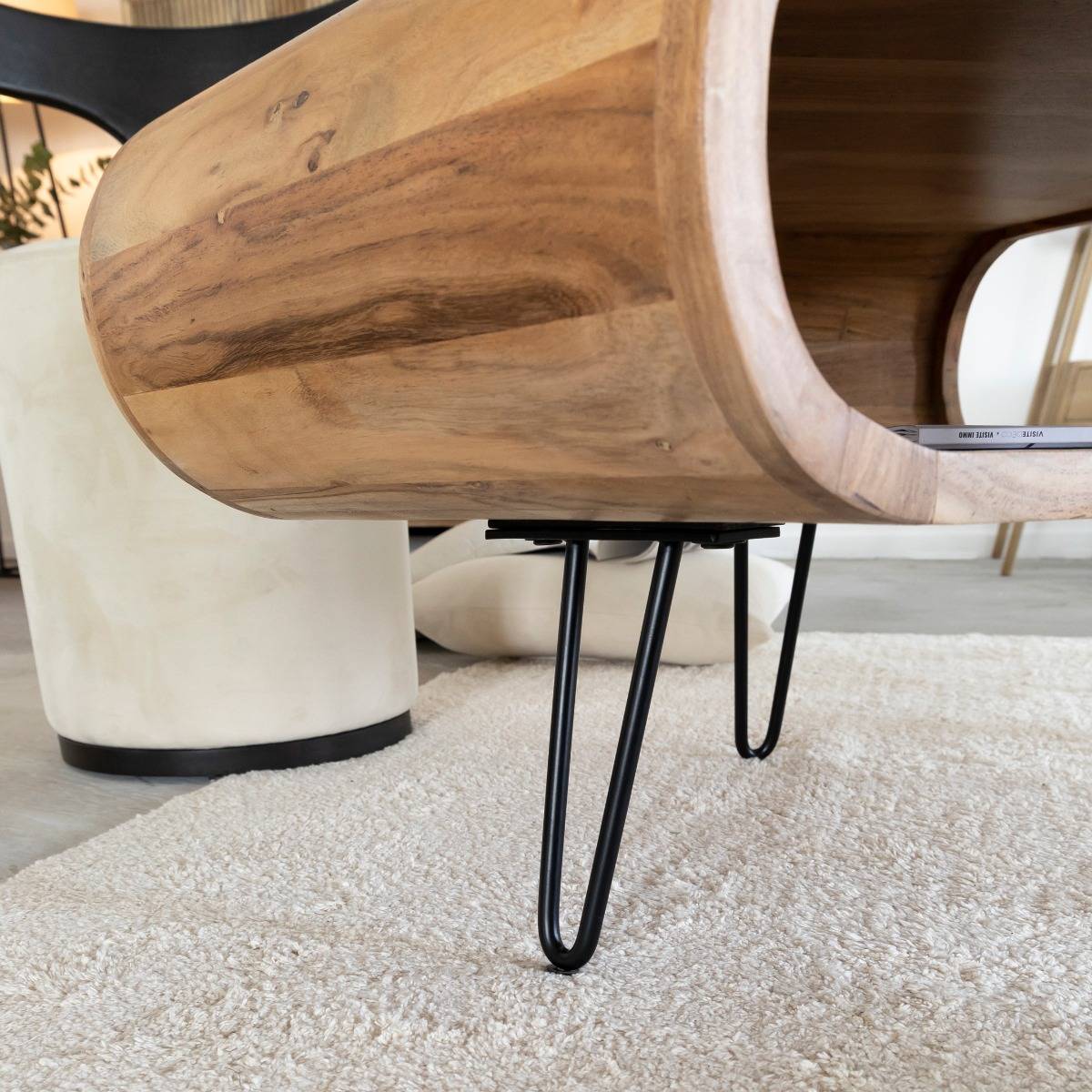 Table basse en bois d'acacia et métal Ian