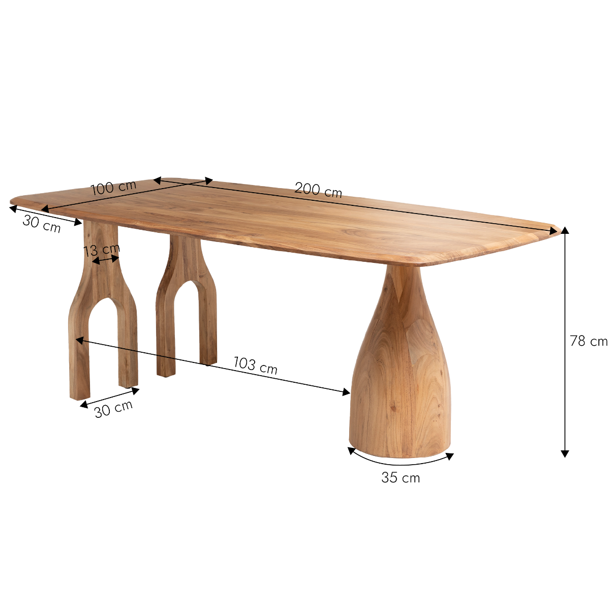 Table à manger en bois d'Acacia Anaé