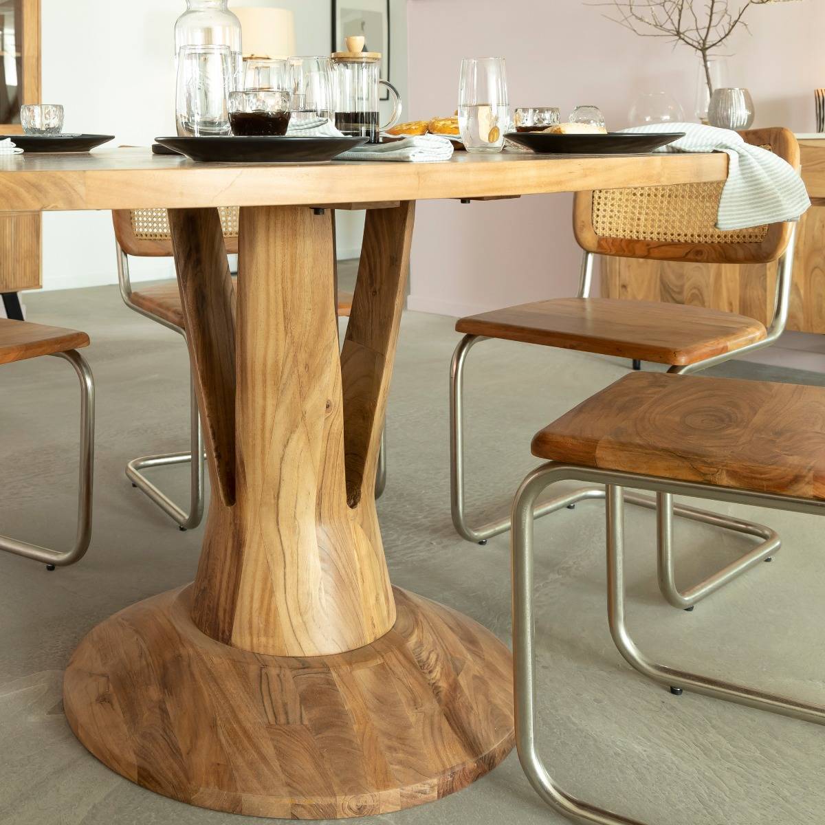 Table ovale en bois d'acacia 175 cm Sauge
