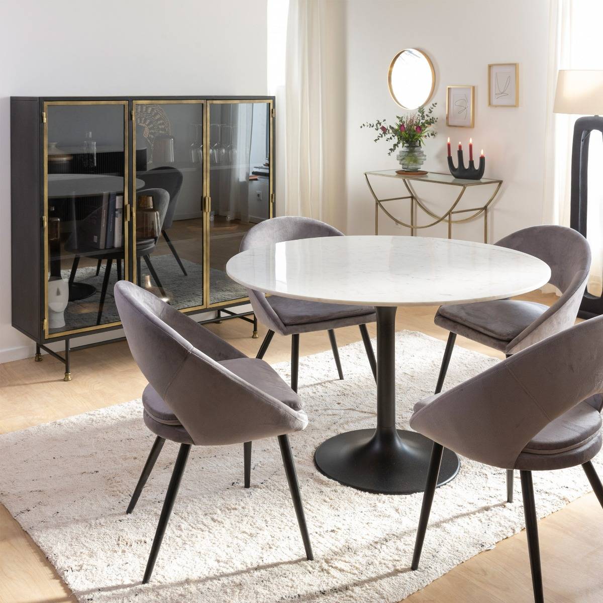 Table à manger ronde en marbre Servane