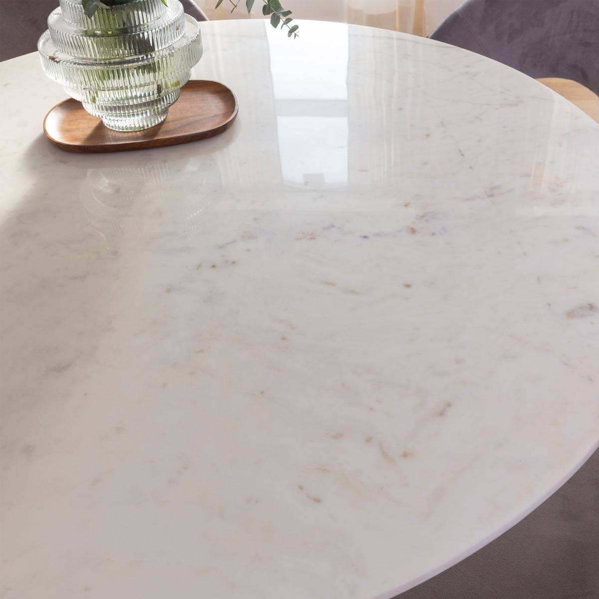 Table à manger ronde en marbre Servane
