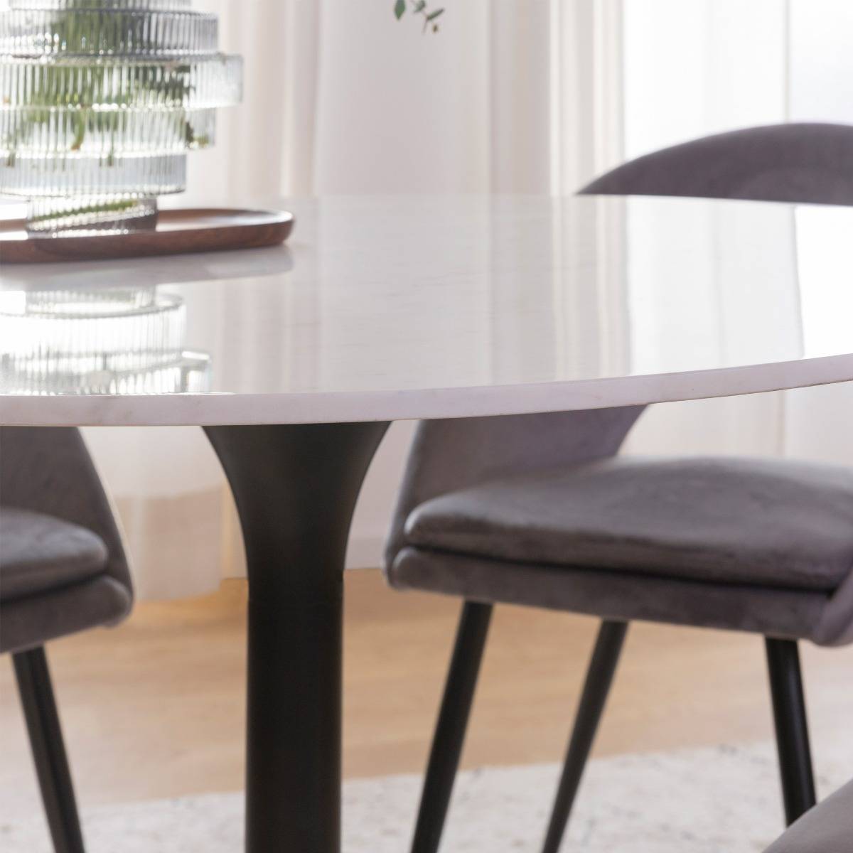 Table à manger ronde en marbre Servane