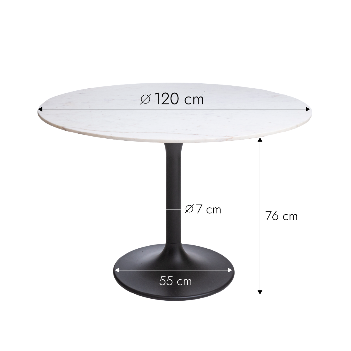 Table de salle à manger ronde avec plateau en marbre, D150xH76 cm-VENISE
