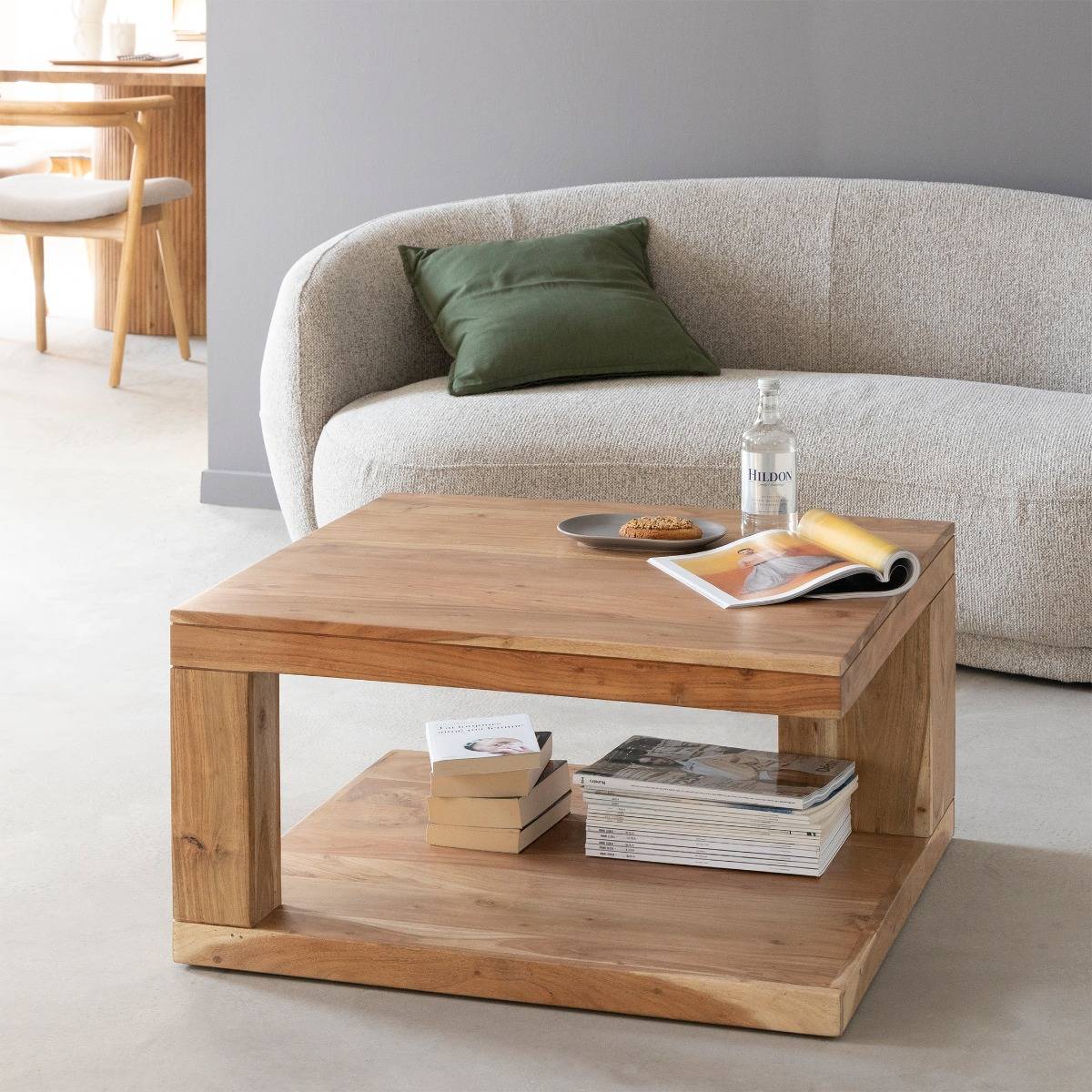 Table basse carrée en bois d'acacia Caël