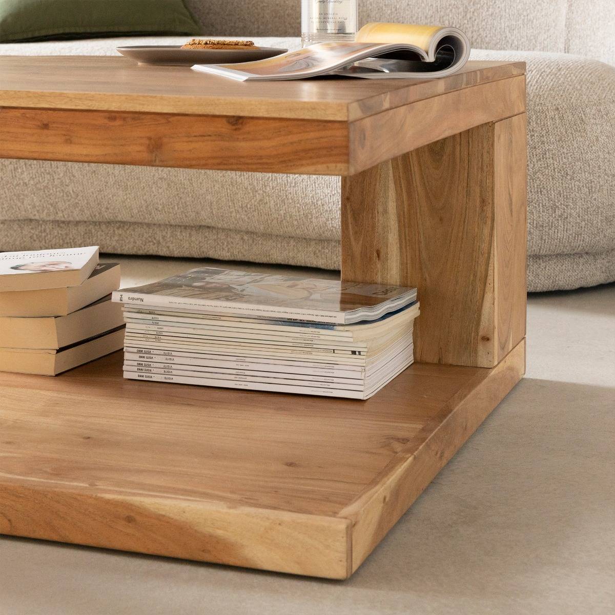 Table basse carrée en bois d'acacia Caël